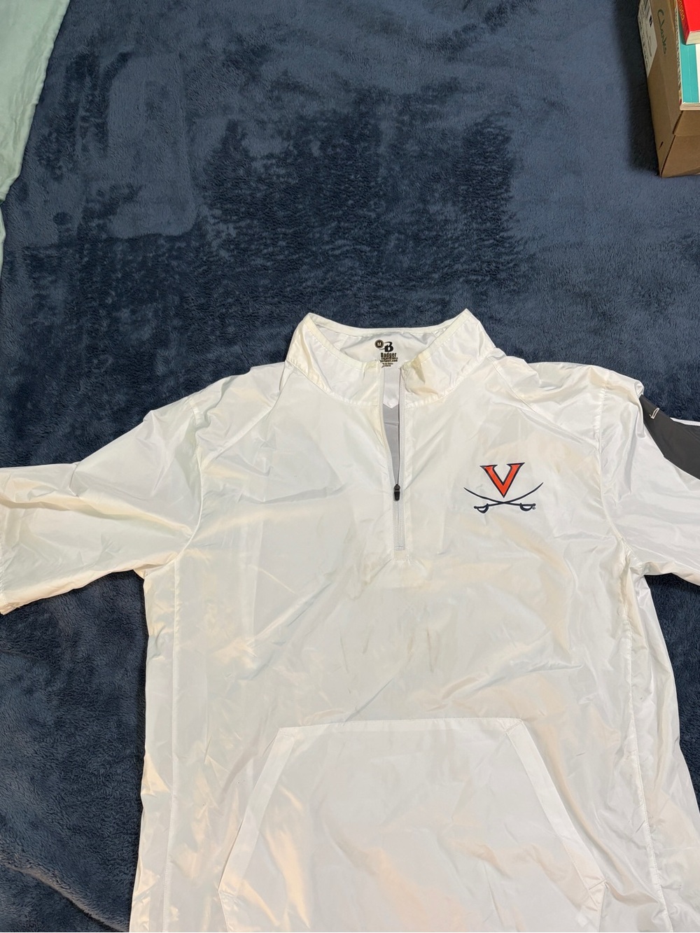 White University V Quarter-Zip Short Sleeve Pullover Rain Hoodie